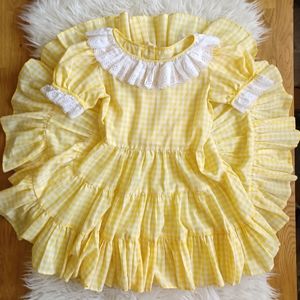 Vtg Handmade Gingham Dress